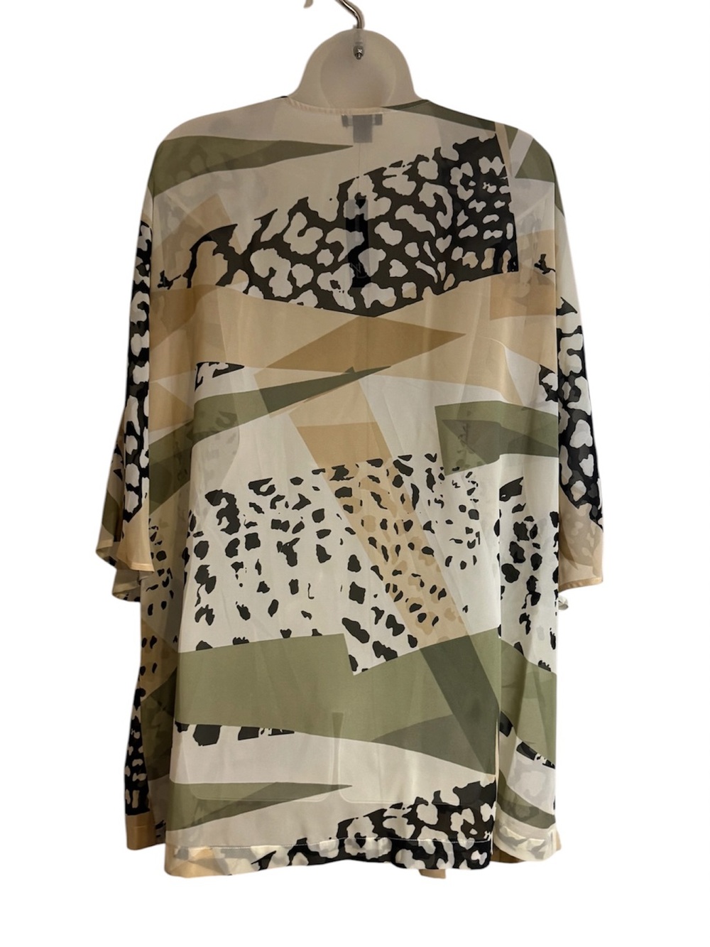NWT Olive, Cream & Black Printed Open-Front Kimono / Topper PLUS 2X #11 - Picture 4 of 8
